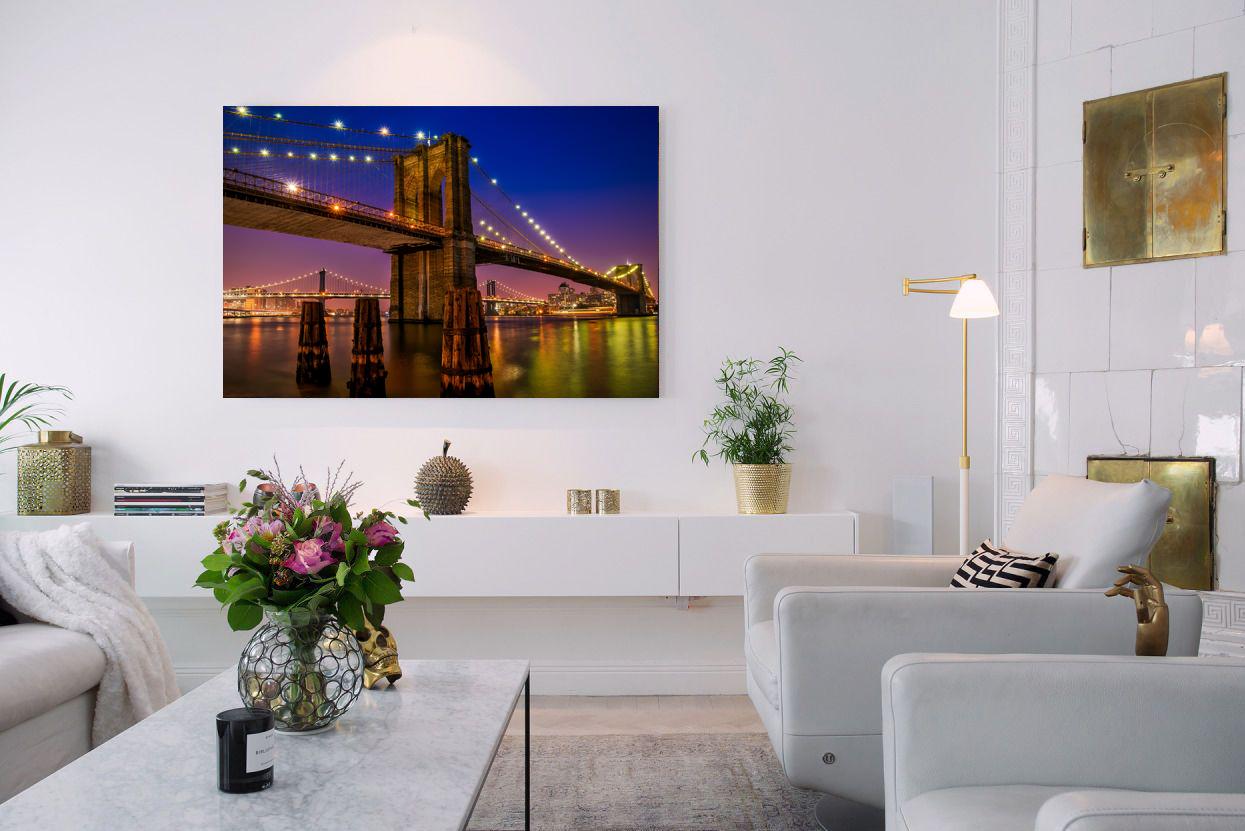 Photo painting on canvas - Brooklyn bridge at night