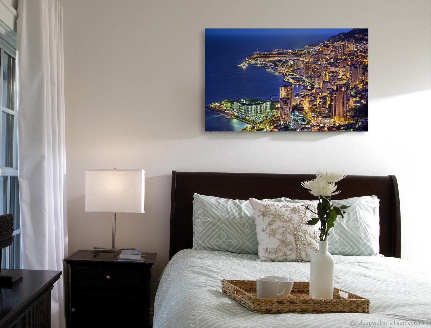Photo painting on canvas - Night lights of Monaco