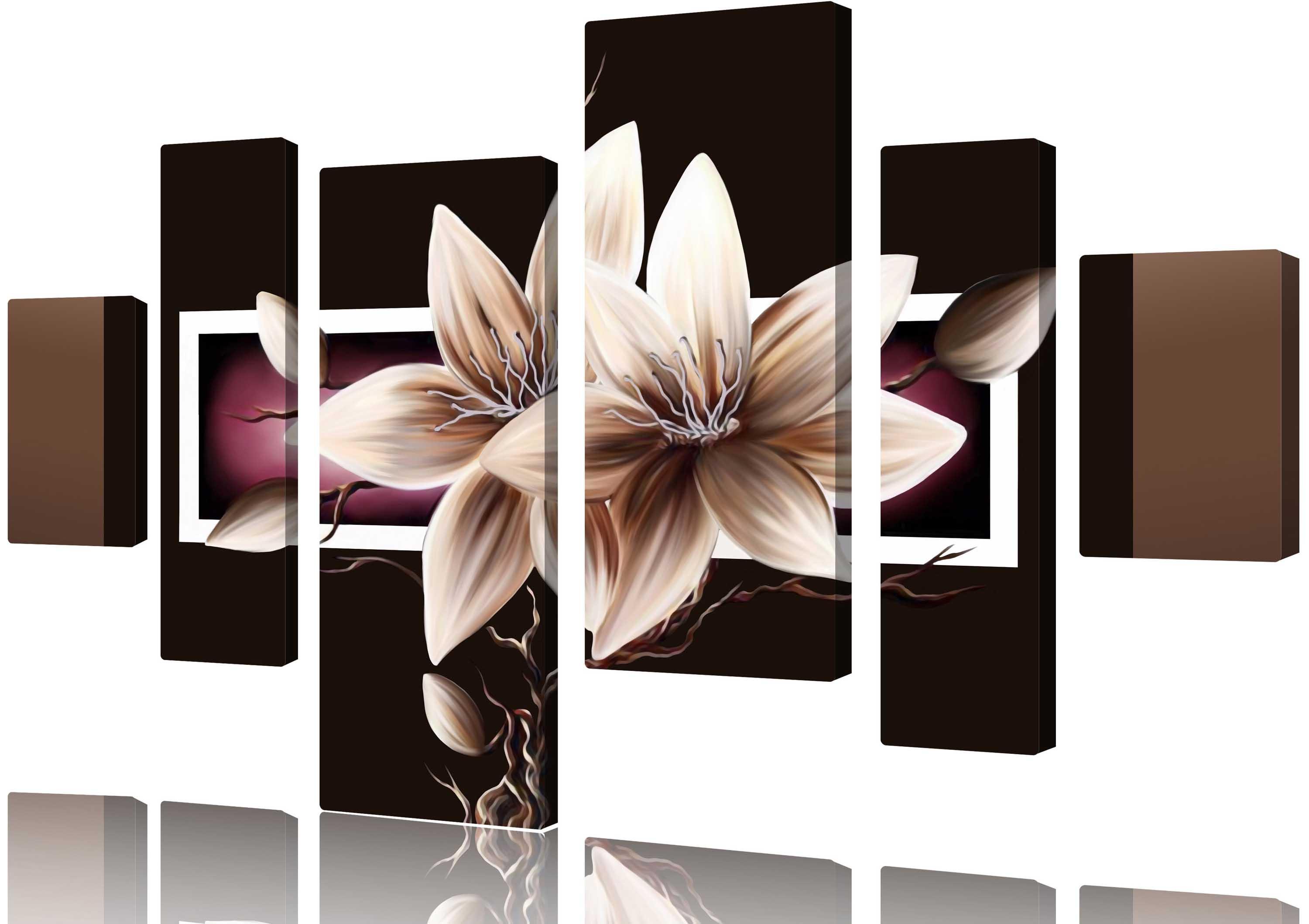Modular picture - delicate flowers on a black background