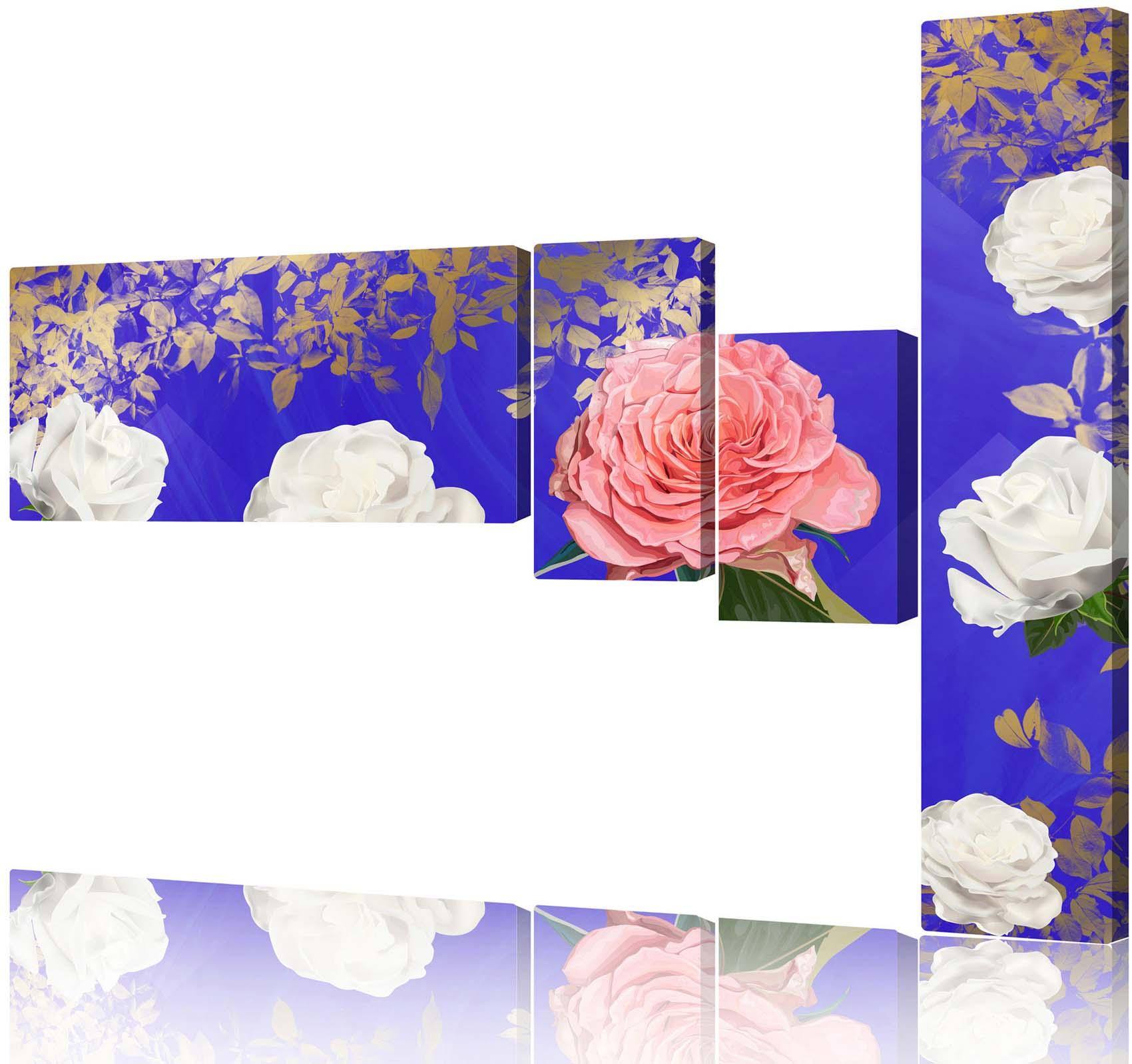 Modulares Bild - blühende Rosen auf lila Hintergrund