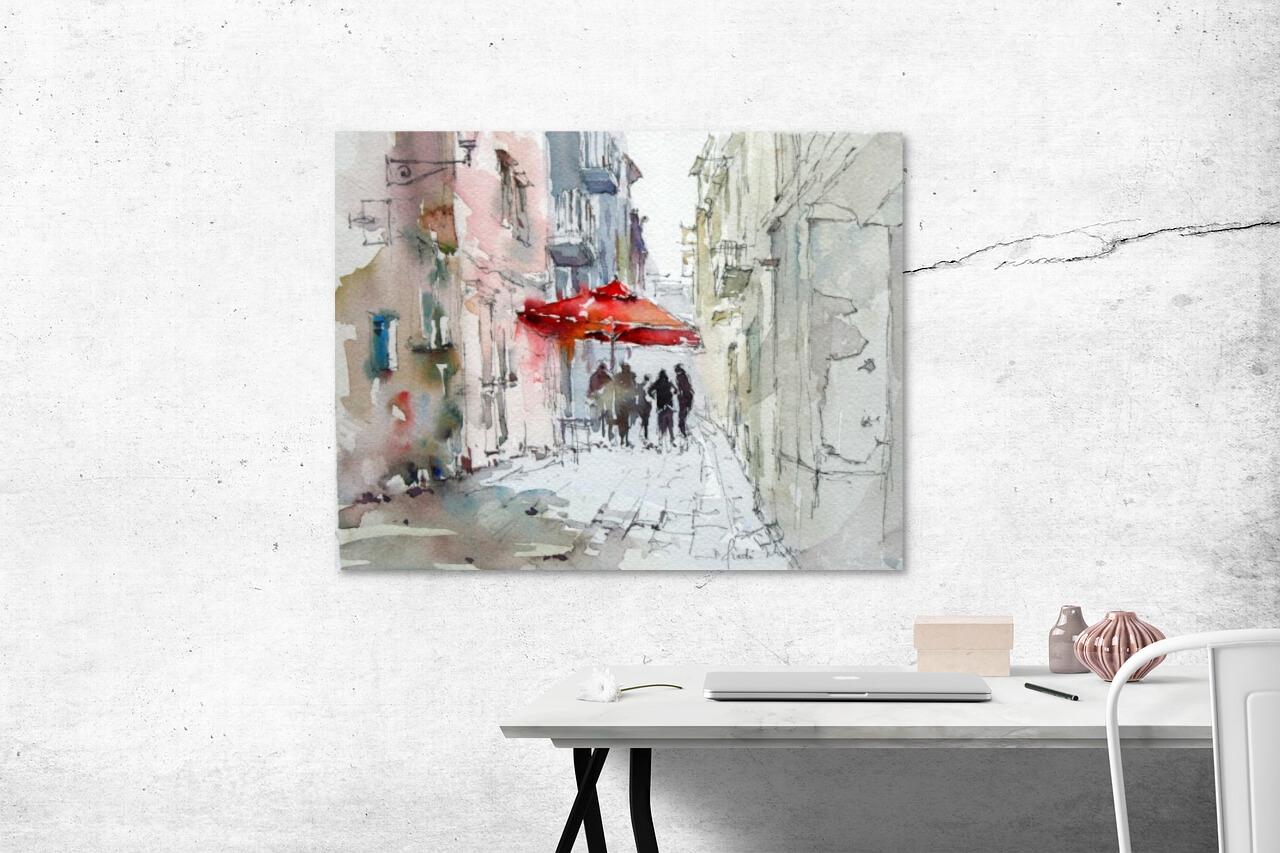 Photo painting on canvas - Red umbrella