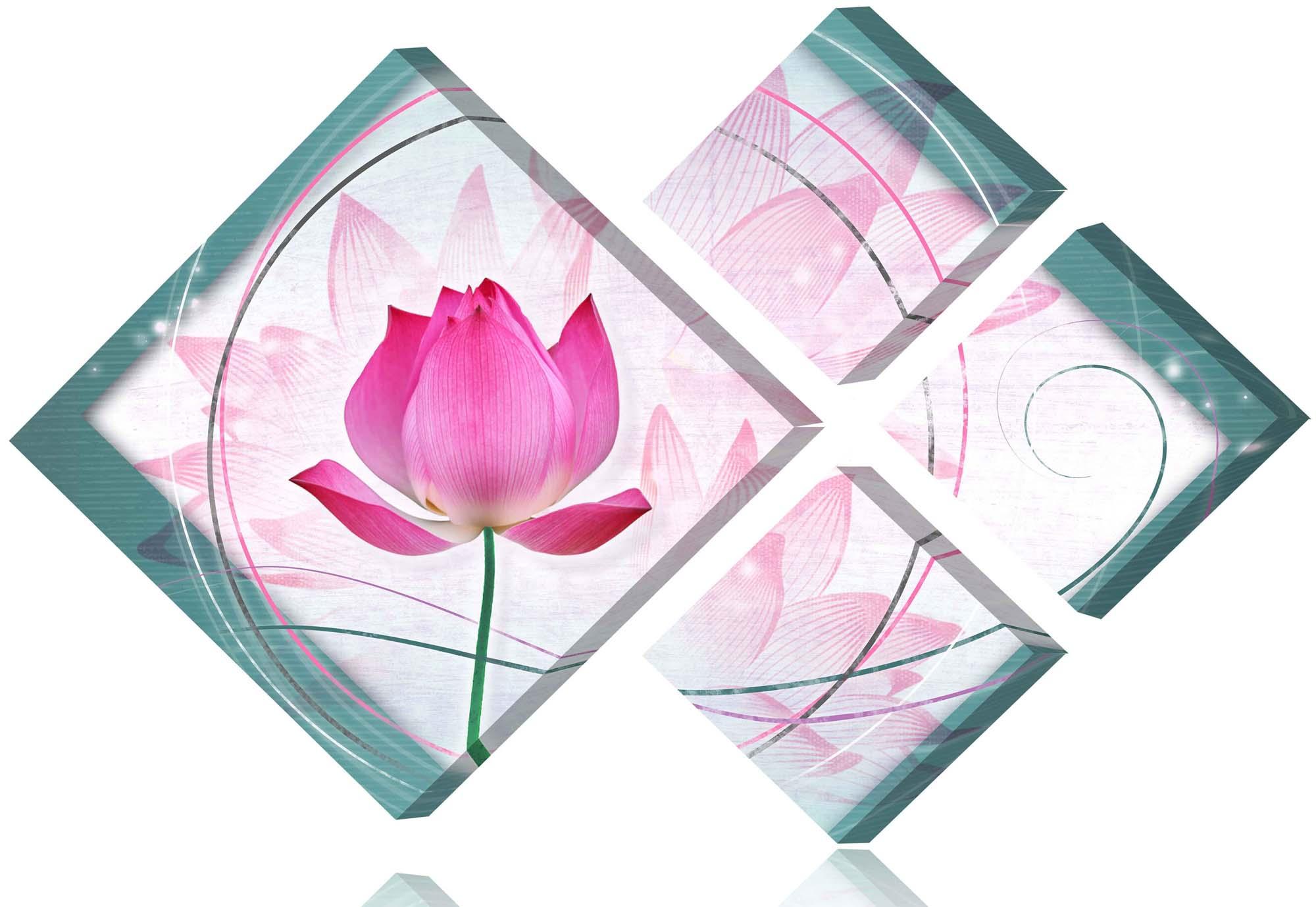 Modulares Bild - rosa zarte Blume auf rosa Hintergrund