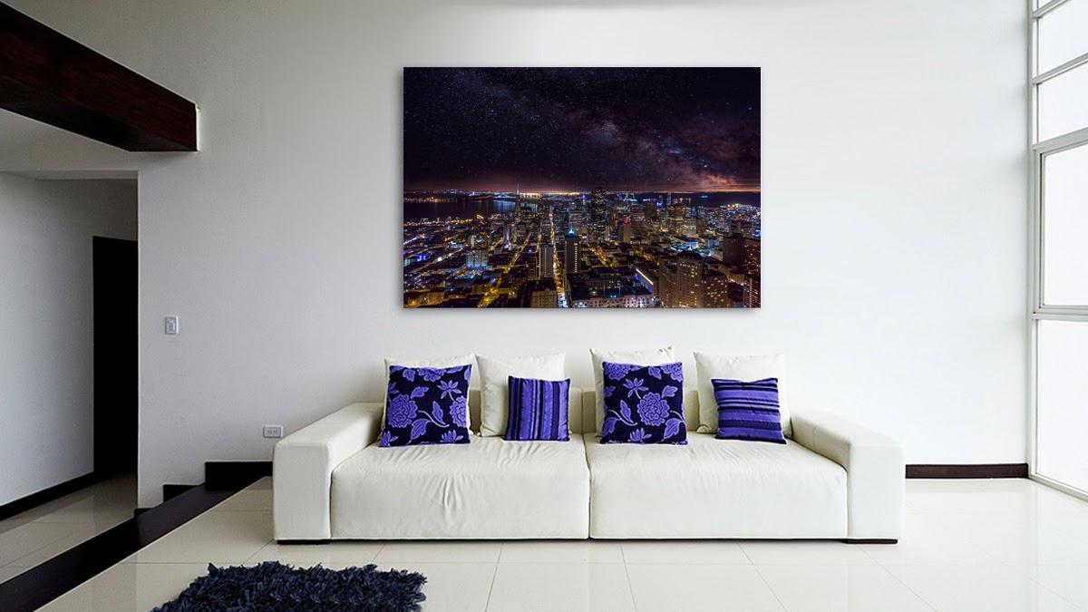Photo painting on canvas - Beautiful view of the night city