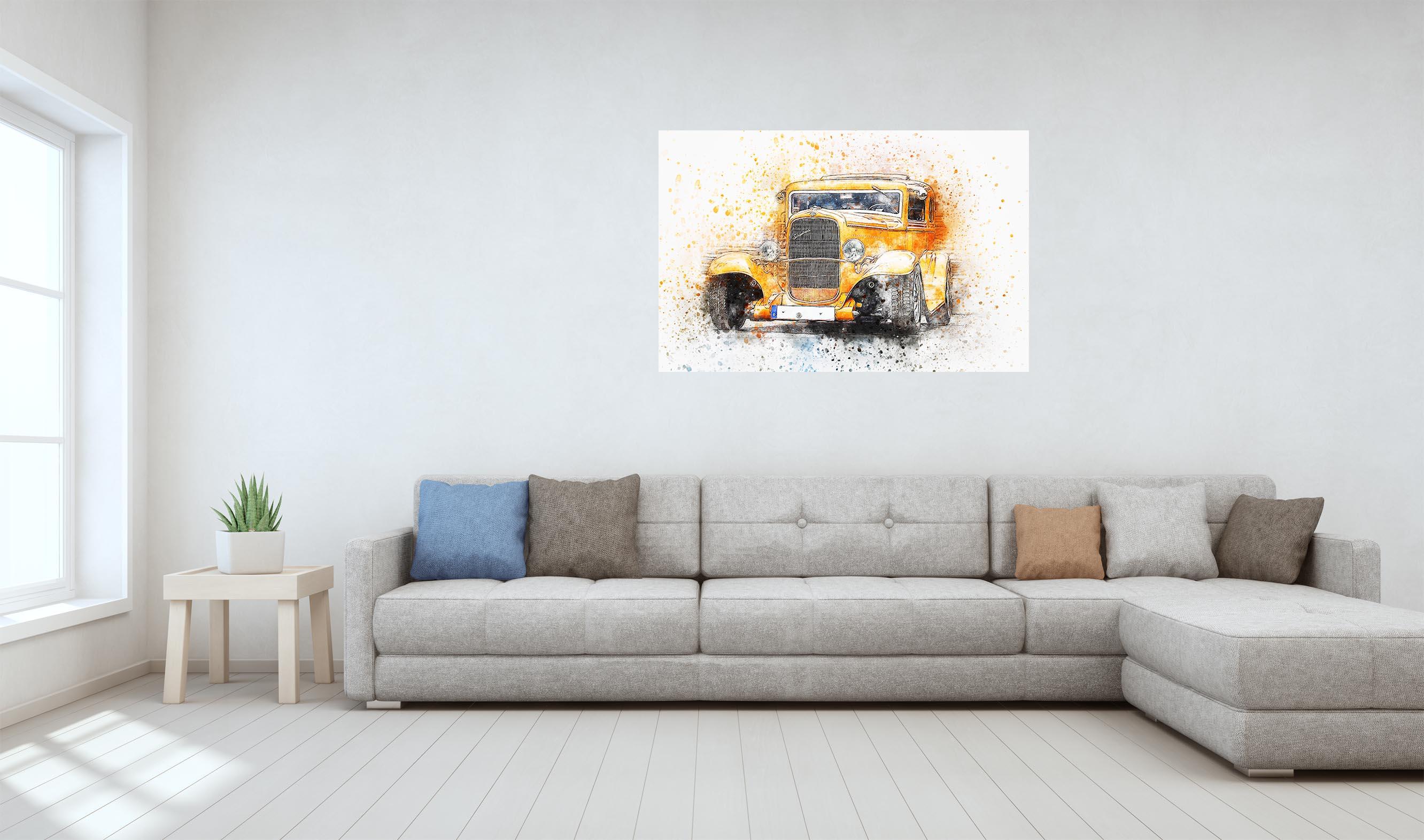 Yellow retro car