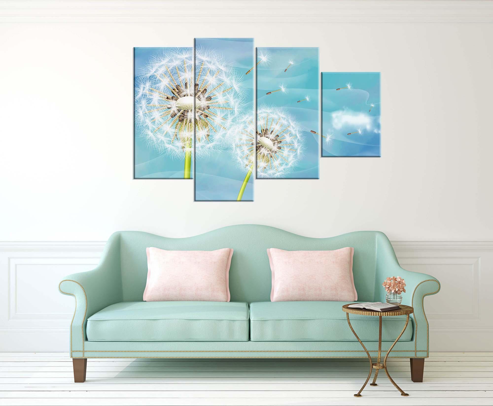 Modular picture - dandelions against the sky
