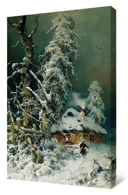 Reproductions - Winter landscape with a hut