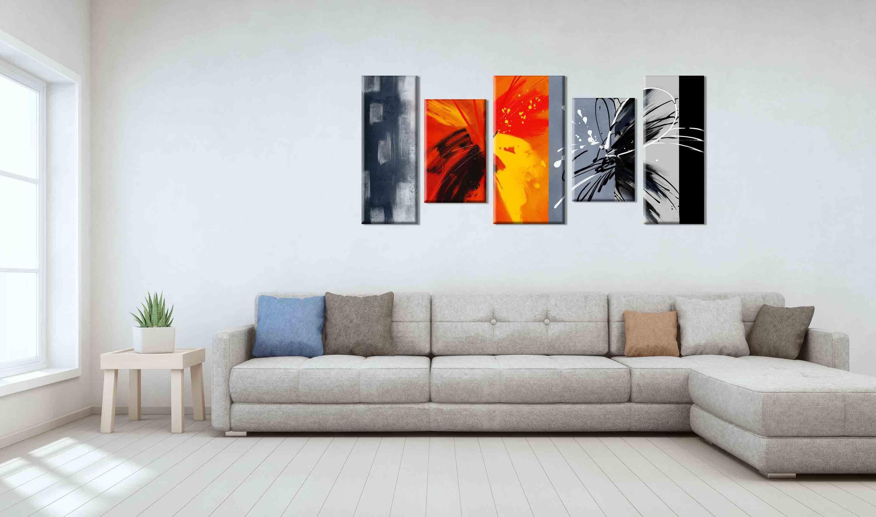 Modulares Bild - feuergraue Abstraktionen